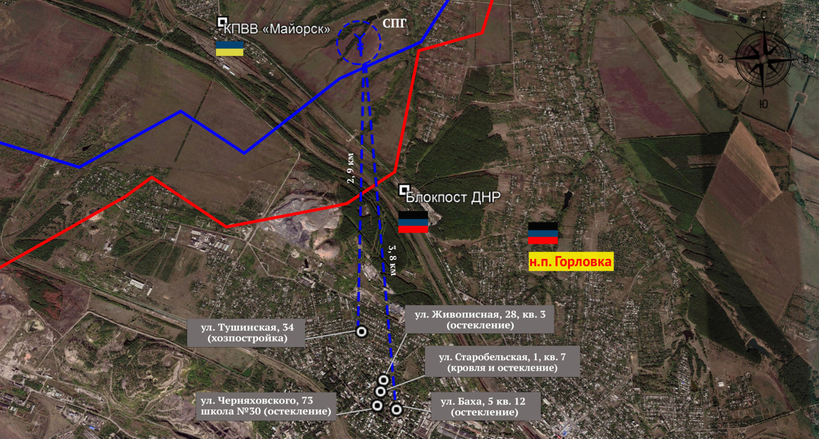 Горловка поселок гагарина карта